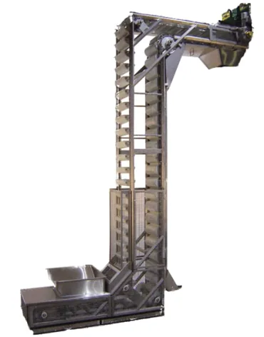 Tall steel bucket elevator