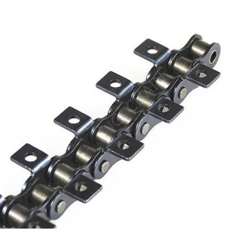 Steel conveyor chain with attachment plates