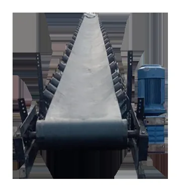 Inclined rubber belt conveyor with motor