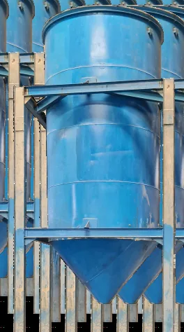 Blue steel storage silo